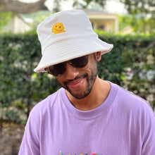 Load image into Gallery viewer, Melted Smiley Face - White Terry Bucket Hat - Dadi Cools
