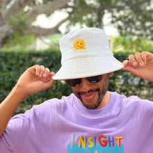 Load image into Gallery viewer, Melted Smiley Face - White Terry Bucket Hat - Dadi Cools
